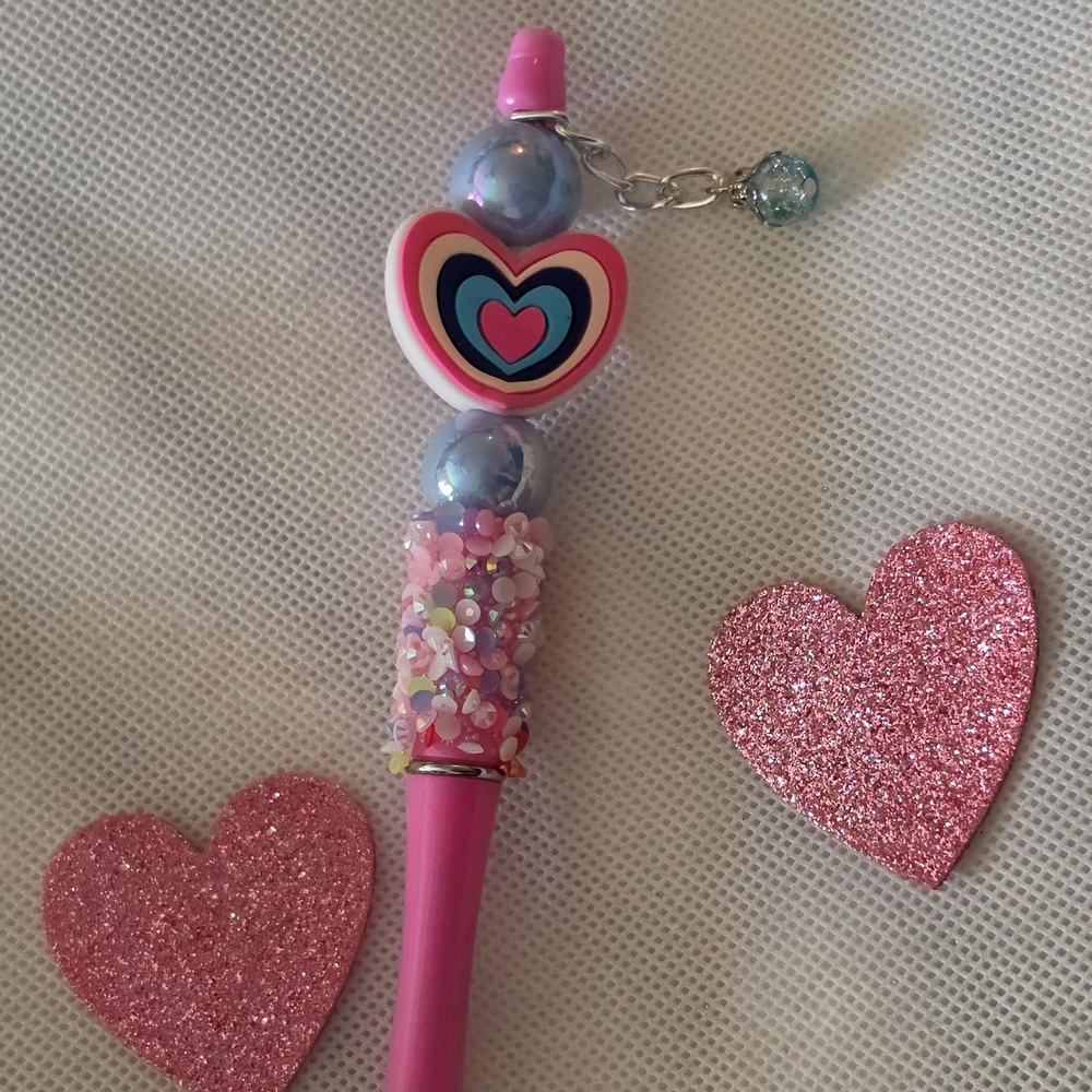 Pink Heart Charm Pen for Kids